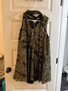 Lucy Paris Black Dress with Metallic Gold Dot Print